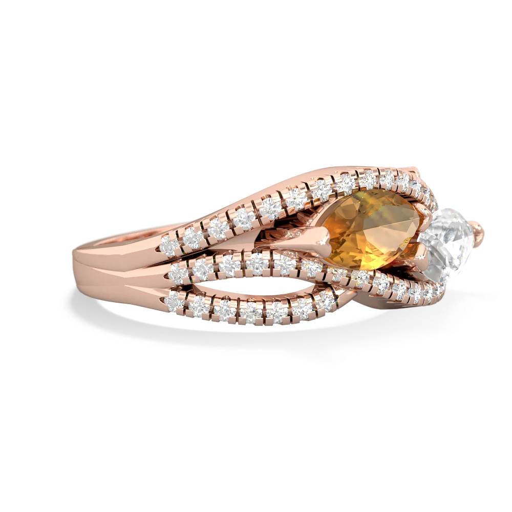 Citrine Diamond Rivers 14K Rose Gold ring R3070