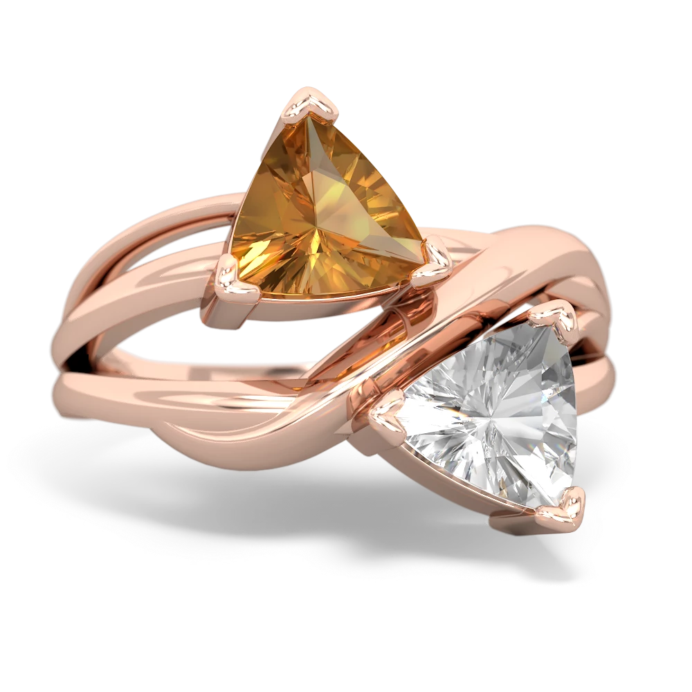 Citrine Split Band Swirl 14K Rose Gold ring R2341