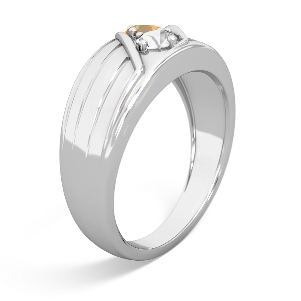 Citrine Men's Streamline 14K White Gold ring R0460