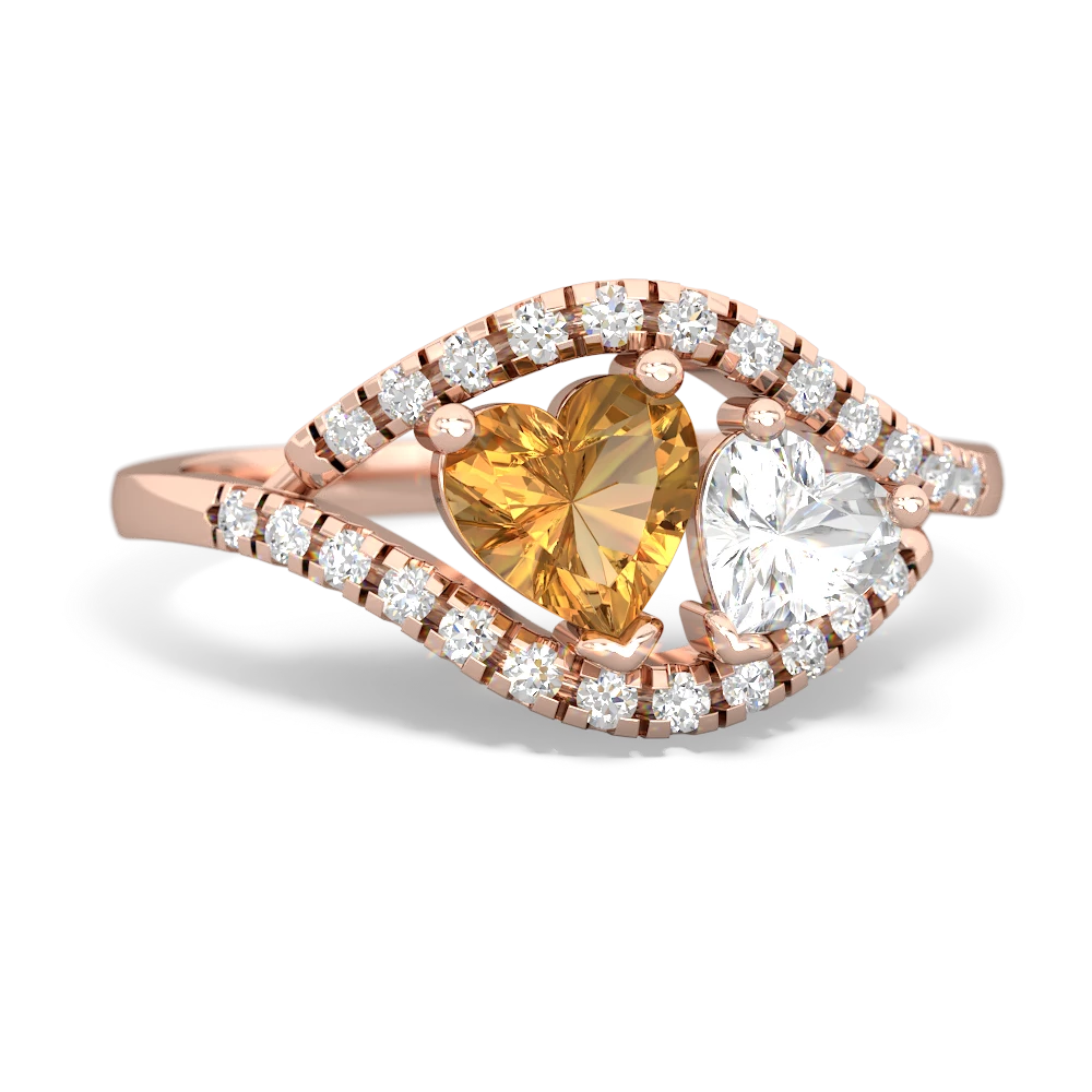 Citrine Mother And Child 14K Rose Gold ring R3010