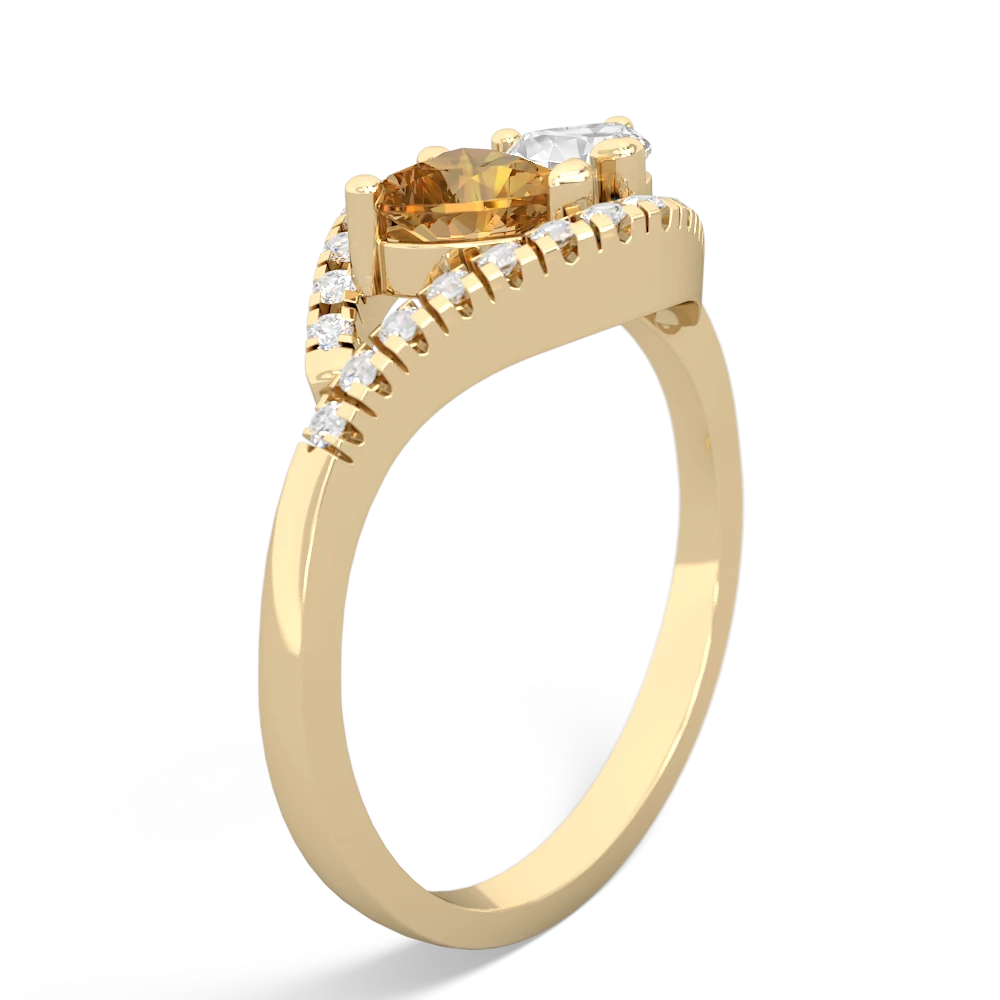 Citrine Mother And Child 14K Yellow Gold ring R3010