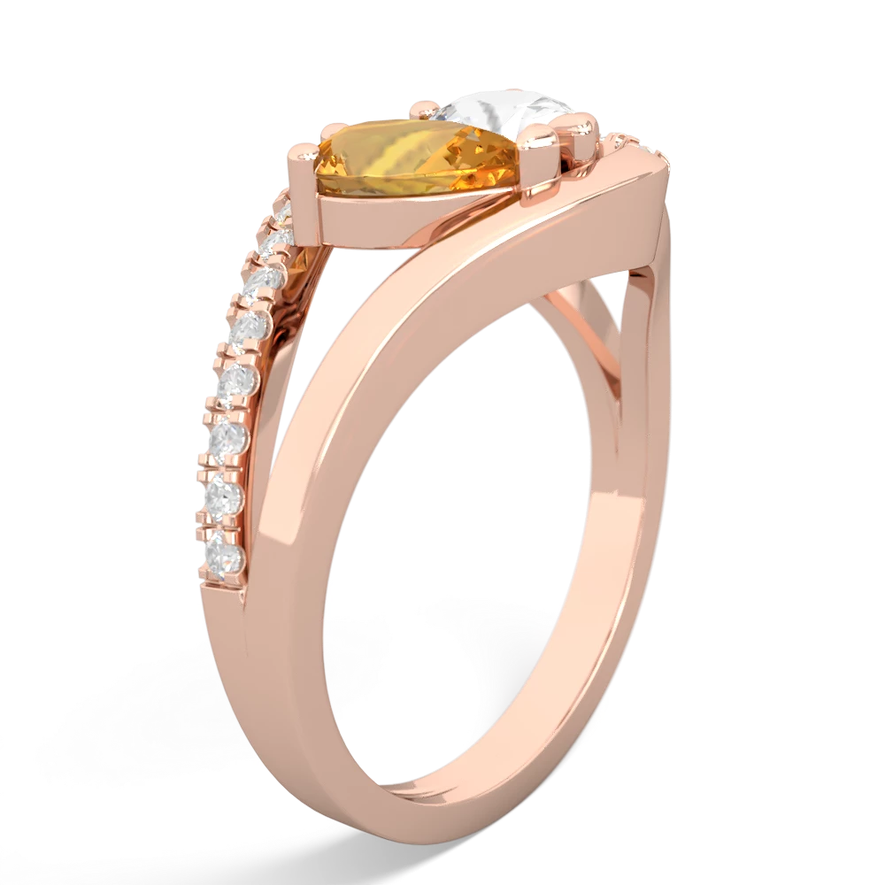 Citrine Nestled Heart Keepsake 14K Rose Gold ring R5650