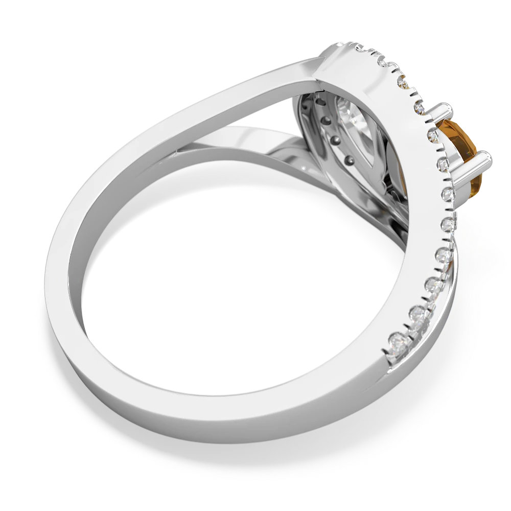 Citrine Nestled Heart Keepsake 14K White Gold ring R5650