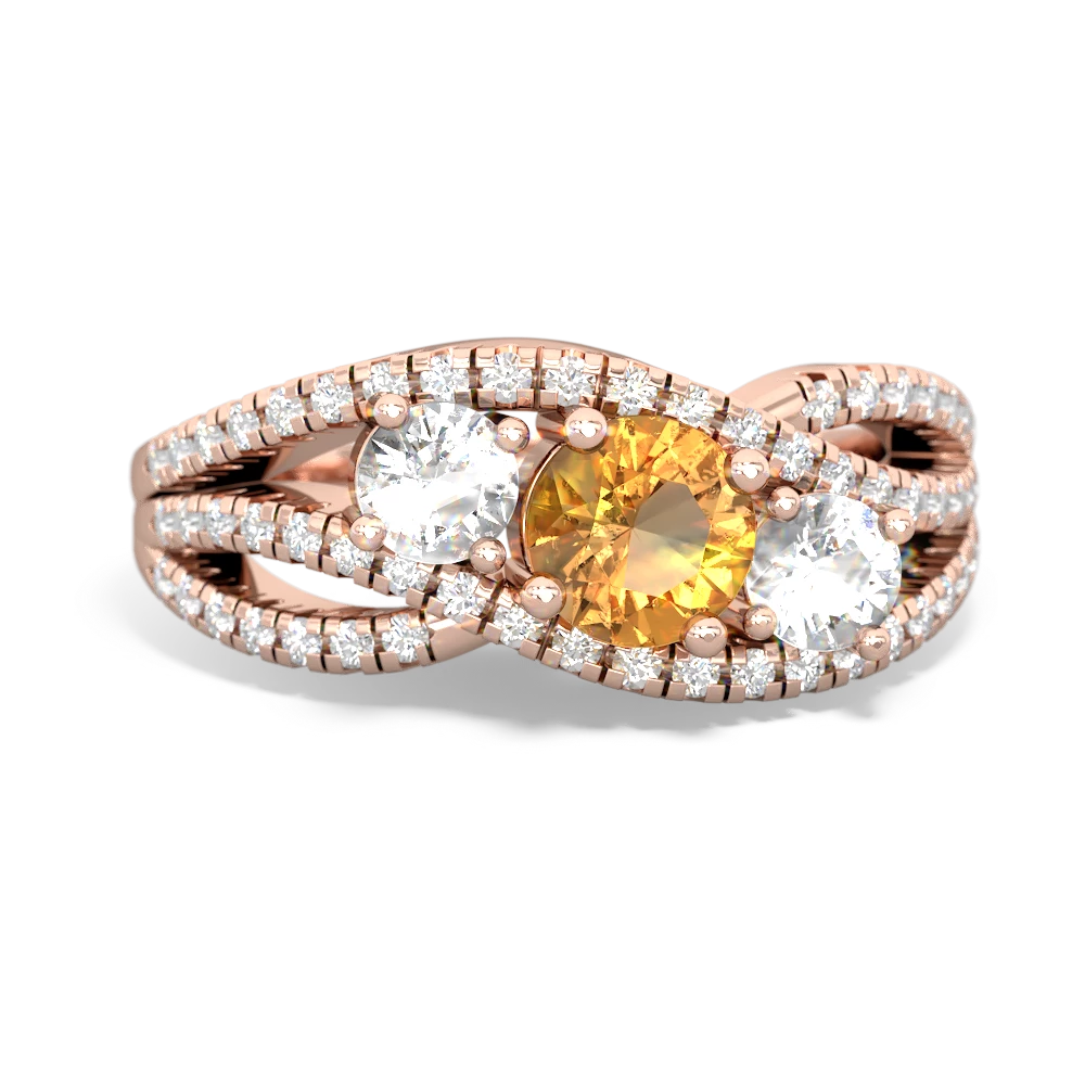 Citrine Three Stone Aurora 14K Rose Gold ring R3080