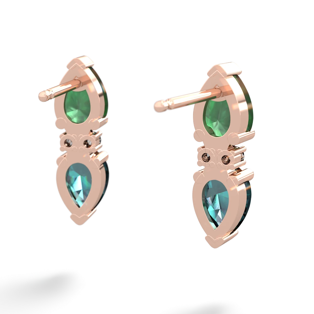 Emerald Bowtie Drop 14K Rose Gold earrings E0865