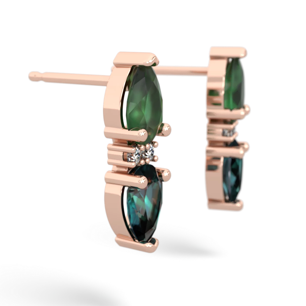 Emerald Bowtie Drop 14K Rose Gold earrings E0865