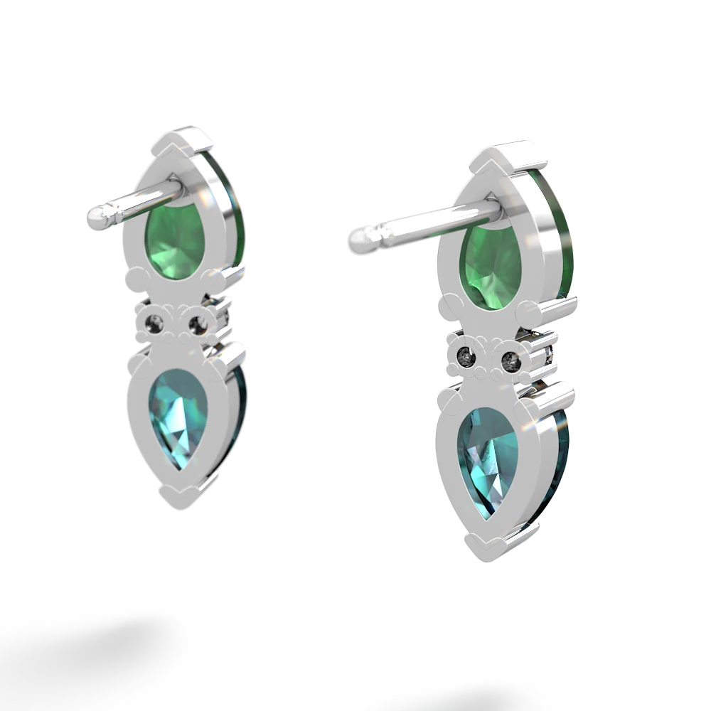 Emerald Bowtie Drop 14K White Gold earrings E0865