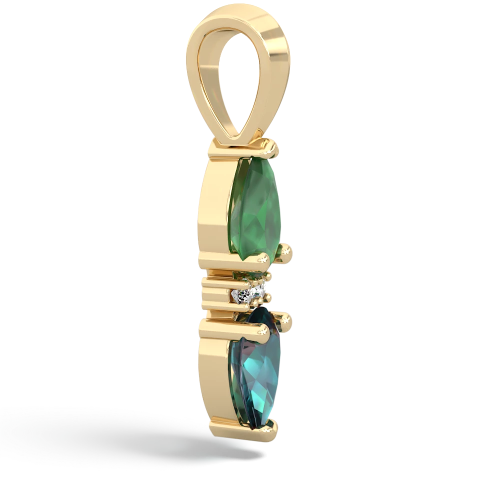 Emerald Bowtie Drop 14K Yellow Gold pendant P0865