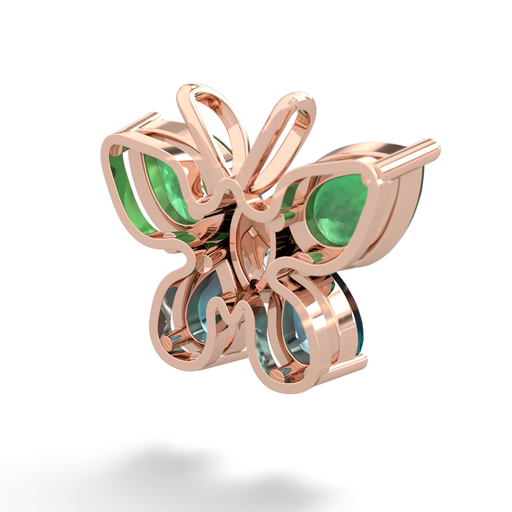 Emerald Butterfly 14K Rose Gold pendant P2215