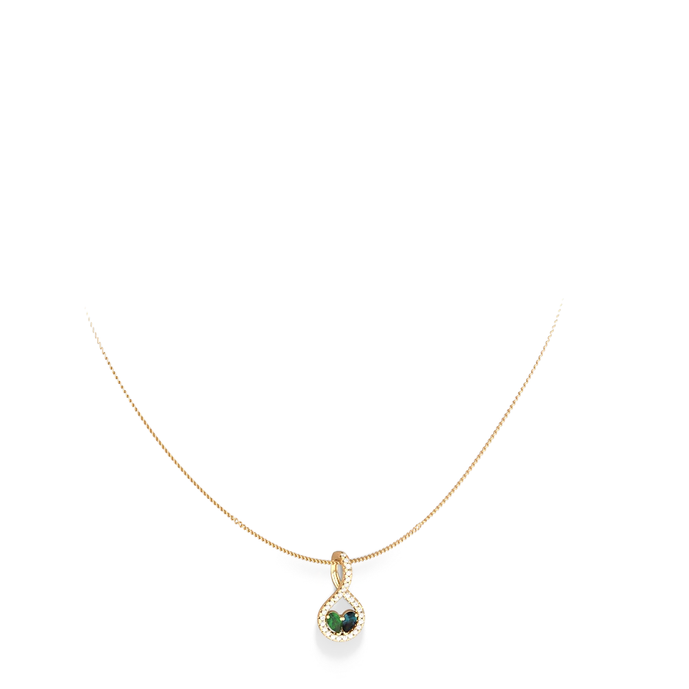 Emerald Pave Twist 'One Heart' 14K Yellow Gold pendant P5360