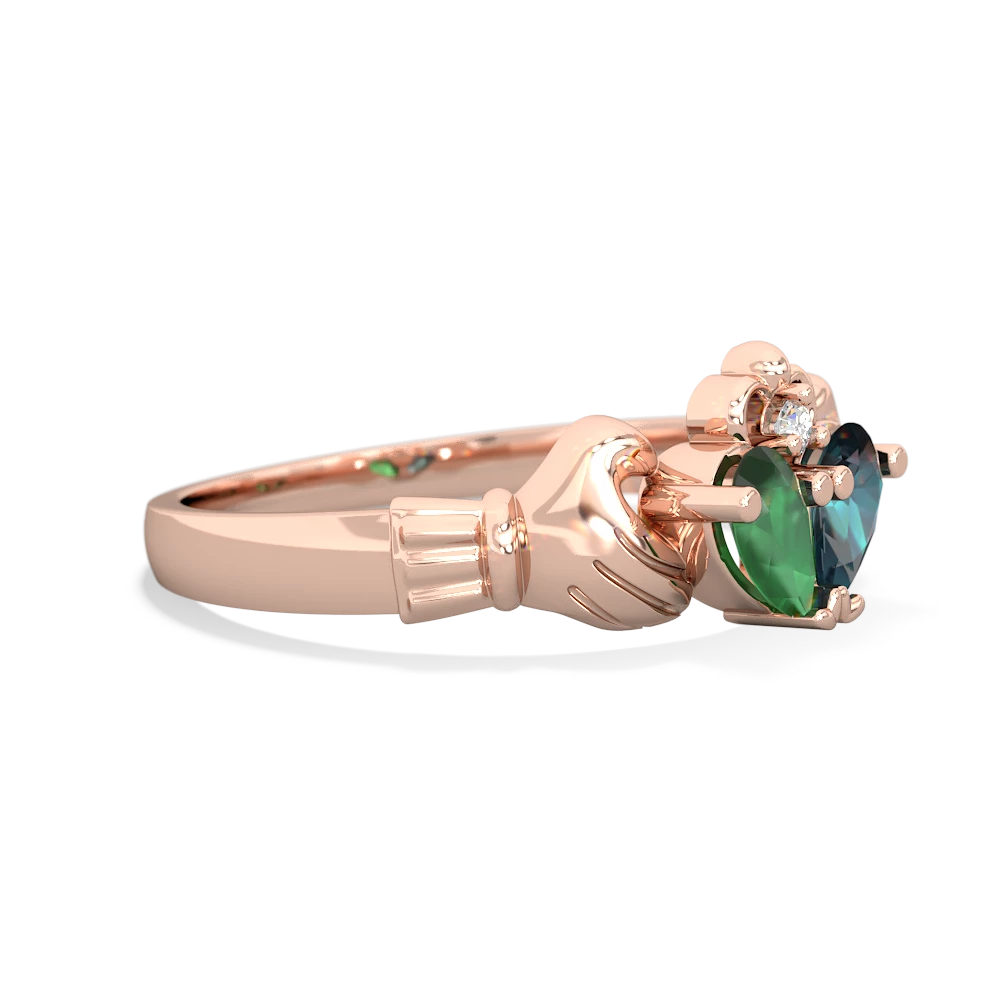 Emerald 'Our Heart' Claddagh 14K Rose Gold ring R2388