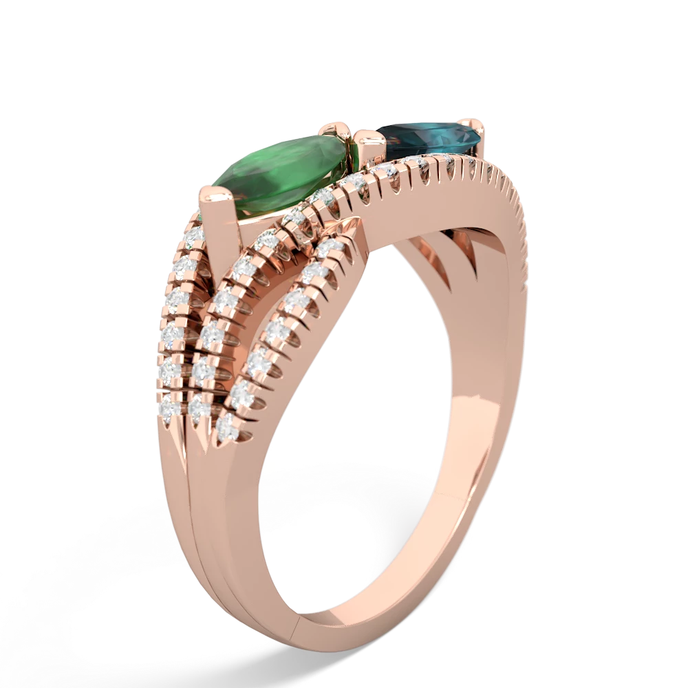 Emerald Diamond Rivers 14K Rose Gold ring R3070