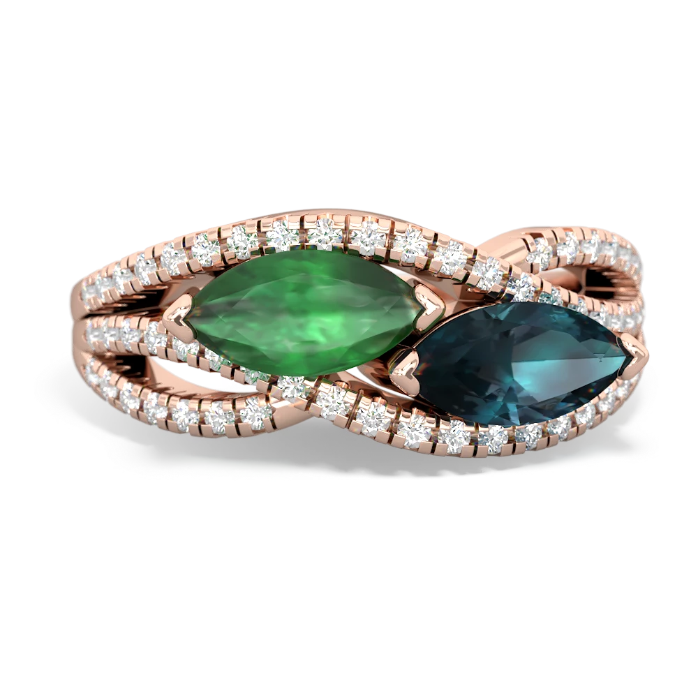 Emerald Diamond Rivers 14K Rose Gold ring R3070