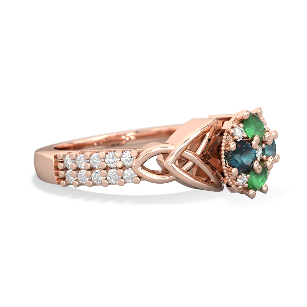 Emerald Celtic Knot Cluster Engagement 14K Rose Gold ring R26443RD