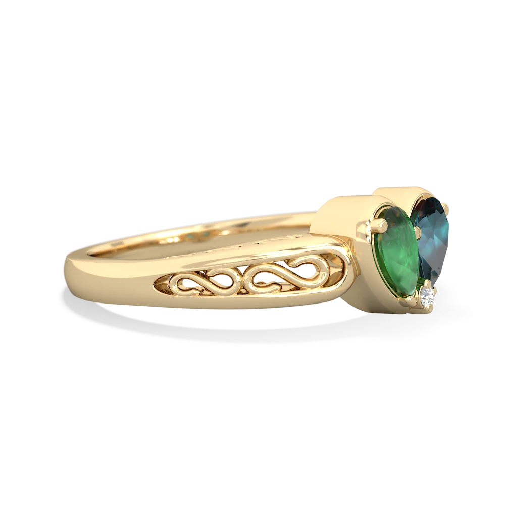 Emerald Filligree 'One Heart' 14K Yellow Gold ring R5070