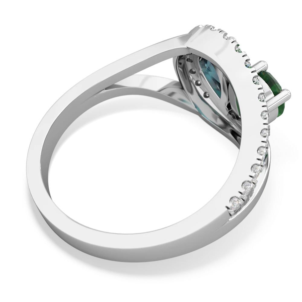 Emerald Nestled Heart Keepsake 14K White Gold ring R5650