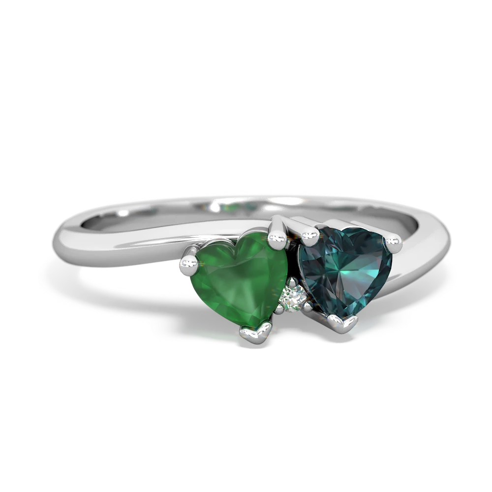 Emerald Sweethearts 14K White Gold ring R5260