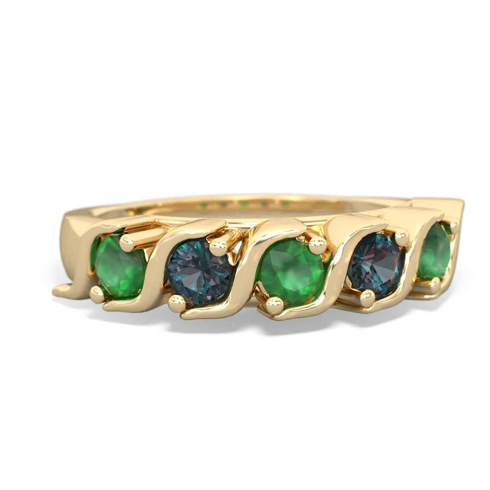 Emerald Anniversary Band 14K Yellow Gold ring R2089