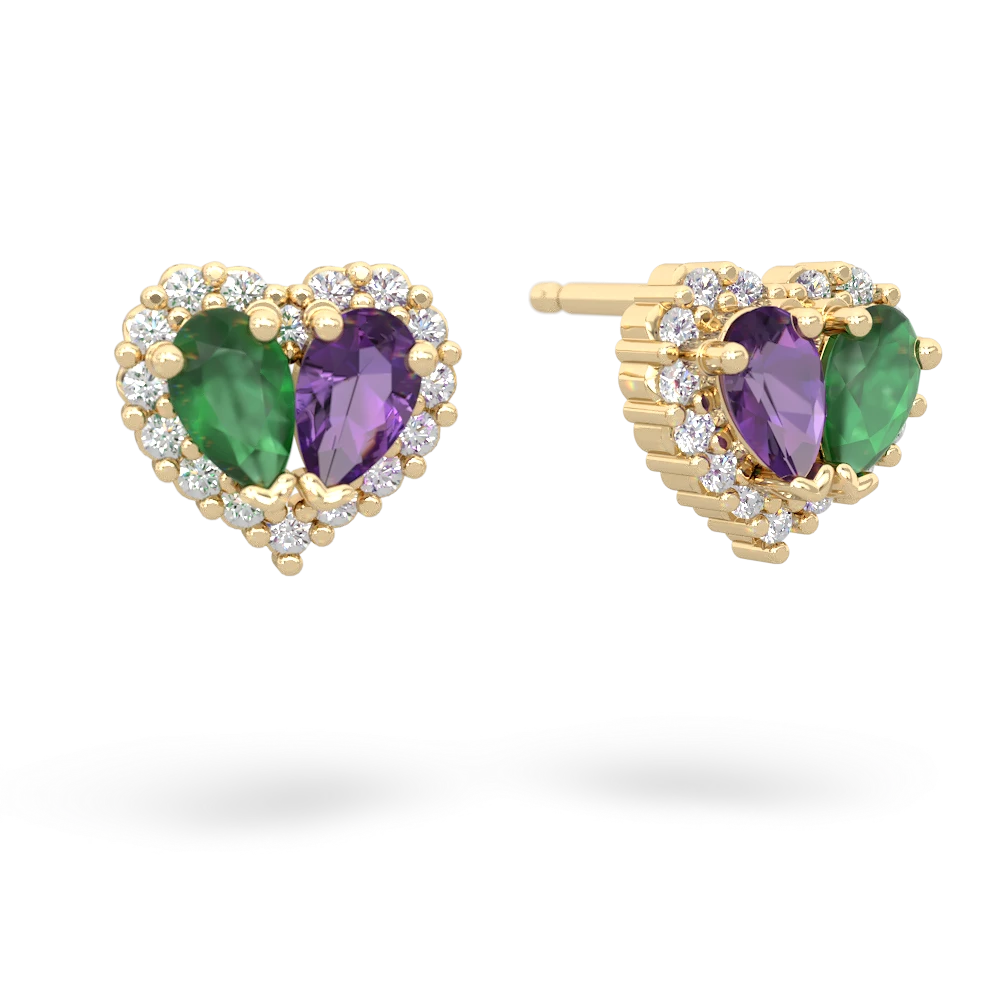 Emerald Halo 14K Yellow Gold earrings E7008