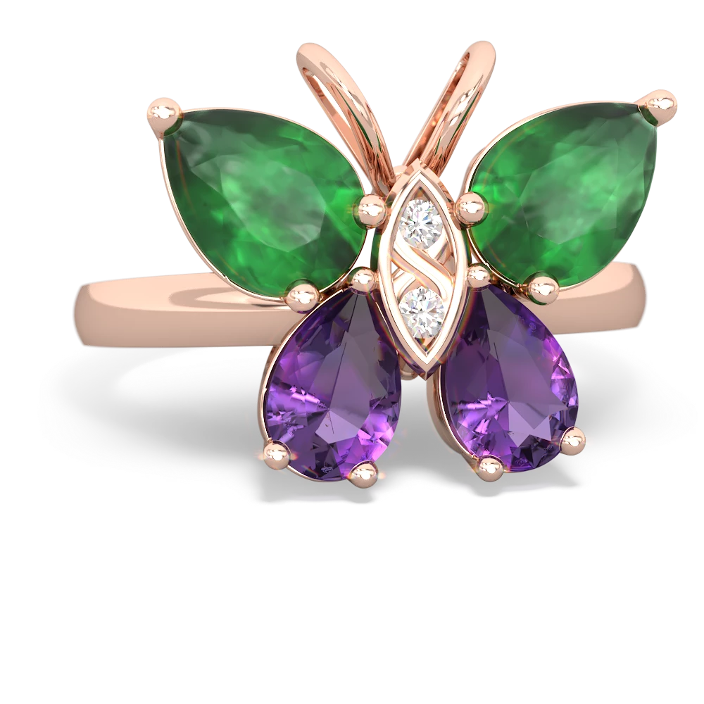 Emerald Butterfly 14K Rose Gold ring R2215