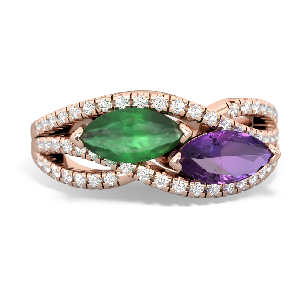 Emerald Diamond Rivers 14K Rose Gold ring R3070