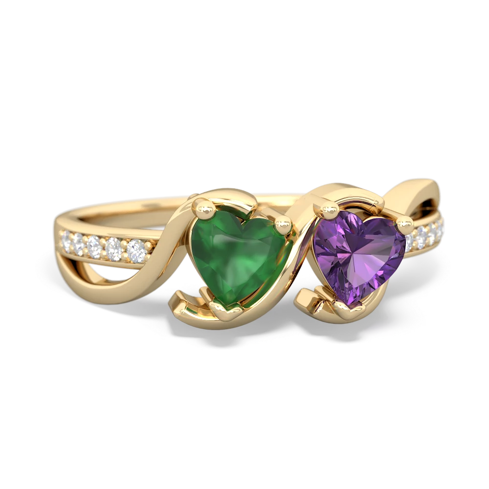 Emerald Side By Side 14K Yellow Gold ring R3090