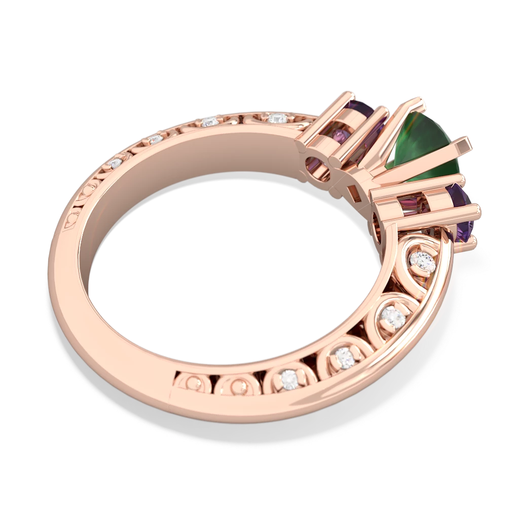 Emerald Art Deco Eternal Embrace Engagement 14K Rose Gold ring C2003