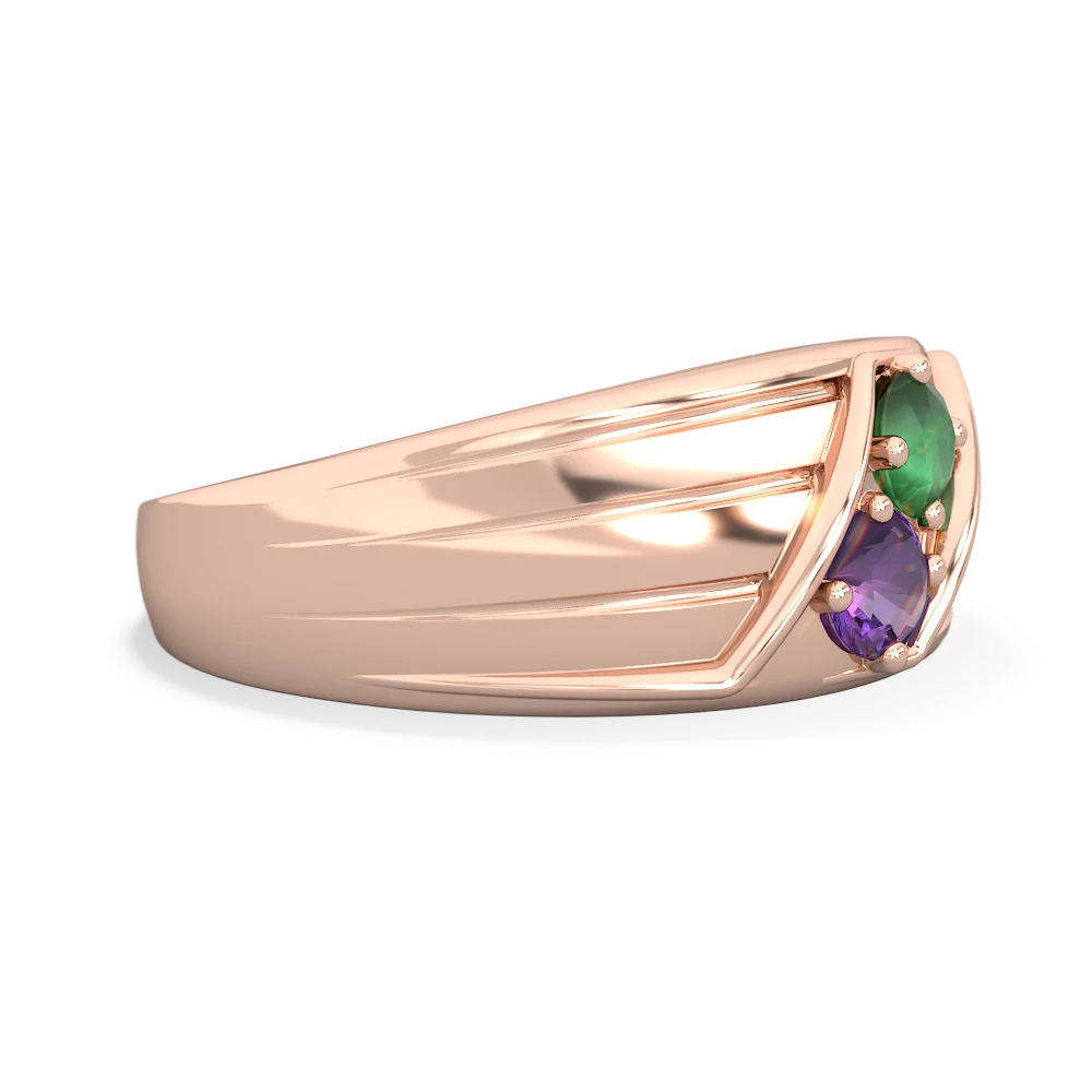 Emerald Men's Streamline 14K Rose Gold ring R0460