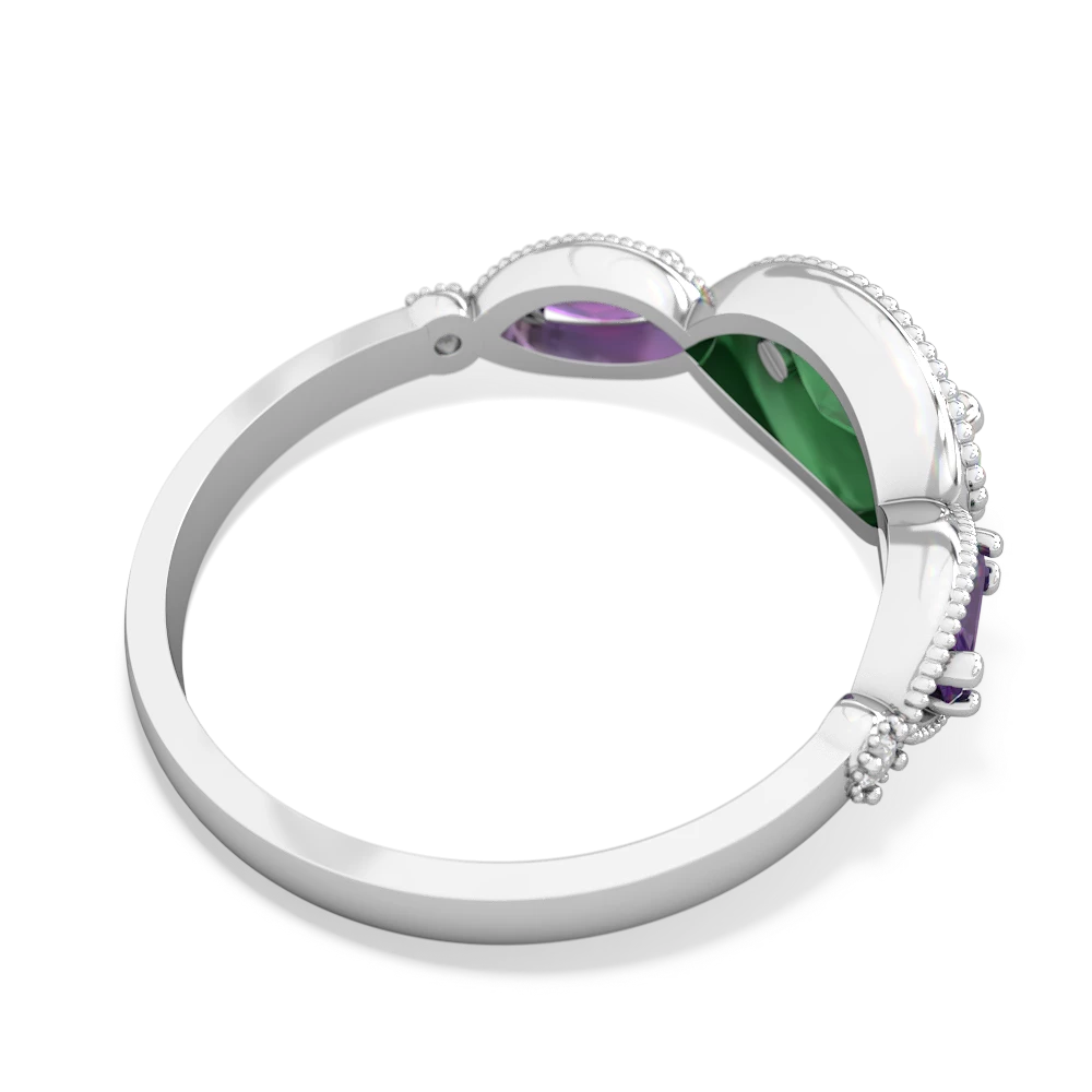 Emerald Milgrain Marquise 14K White Gold ring R5700