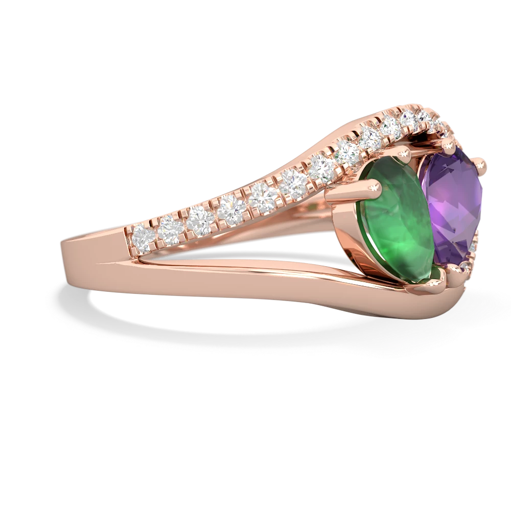 Emerald Nestled Heart Keepsake 14K Rose Gold ring R5650