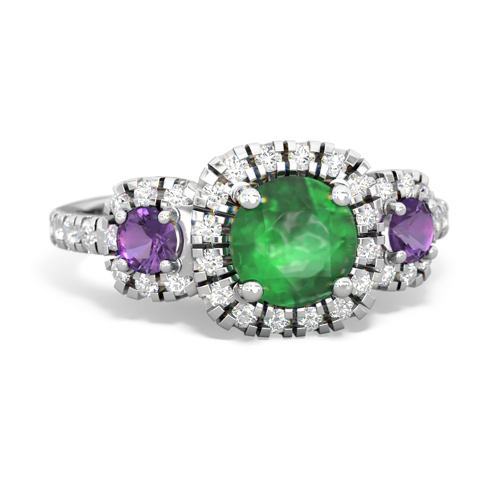 Emerald Regal Halo 14K White Gold ring R5350