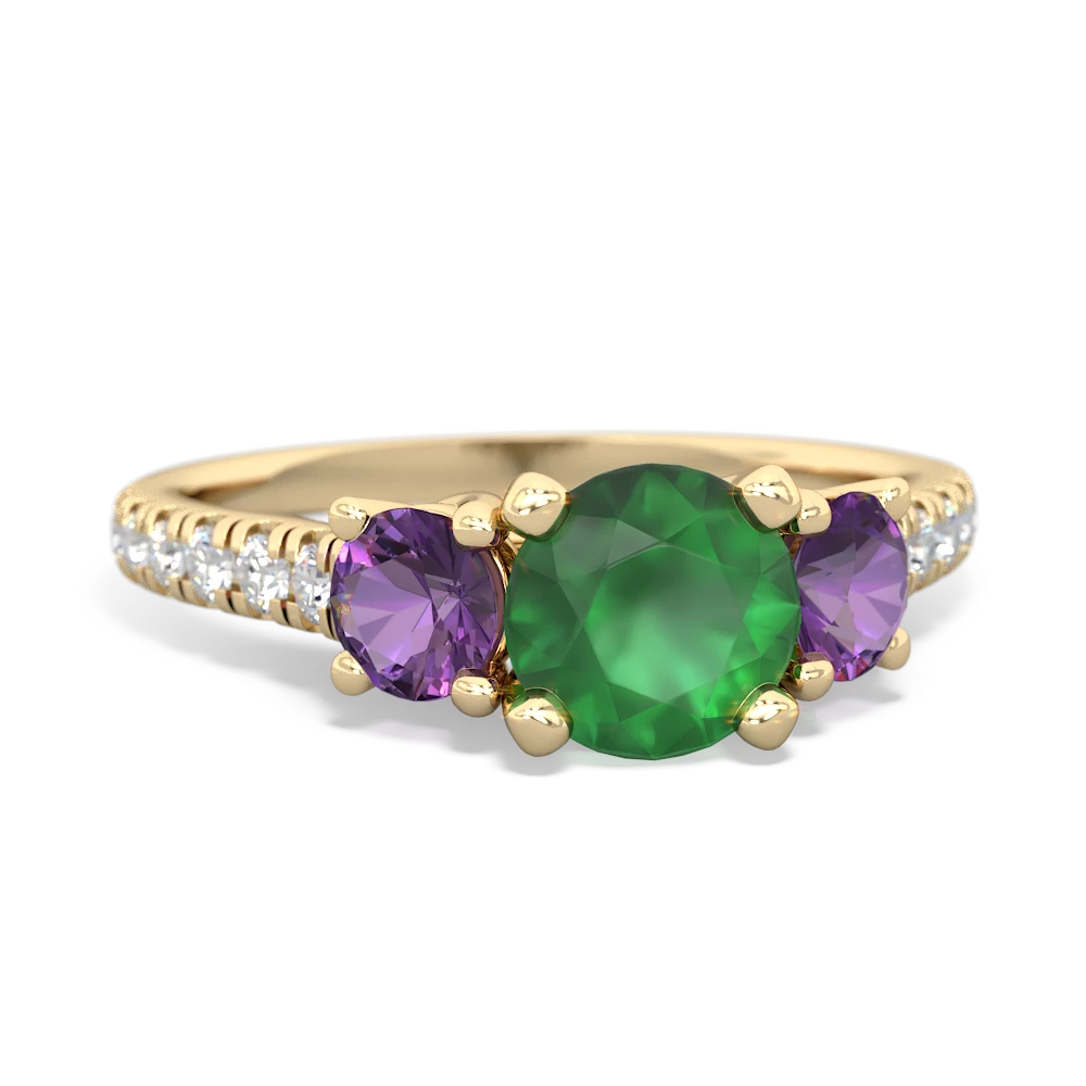 Emerald Pave Trellis 14K Yellow Gold ring R5500