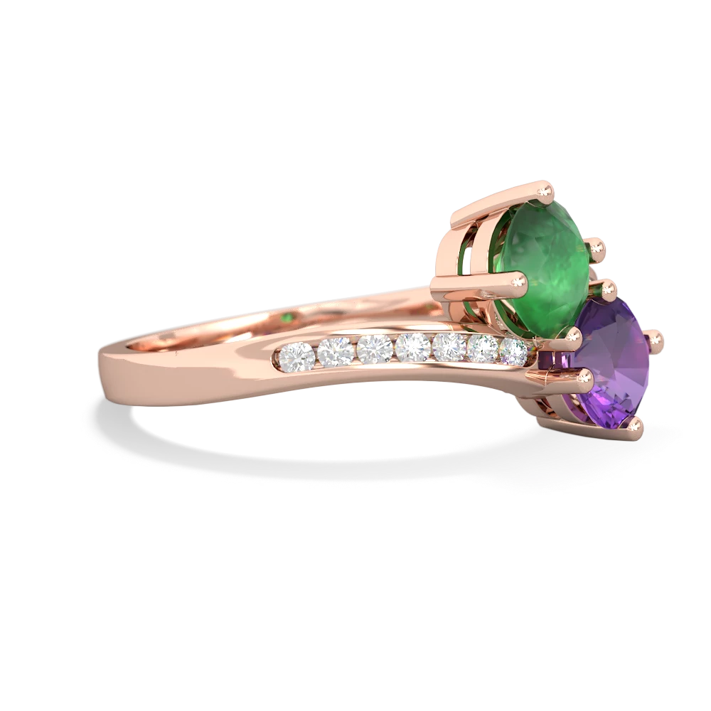 Emerald Channel Set Two Stone 14K Rose Gold ring R5303