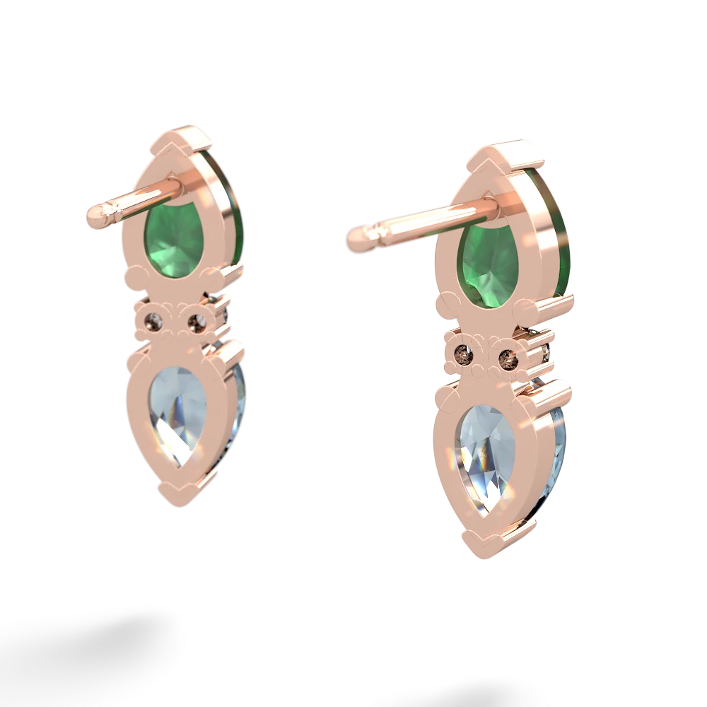 Emerald Bowtie Drop 14K Rose Gold earrings E0865