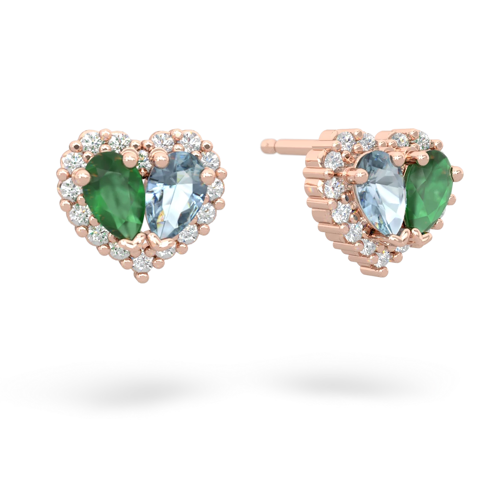 Emerald Halo 14K Rose Gold earrings E7008