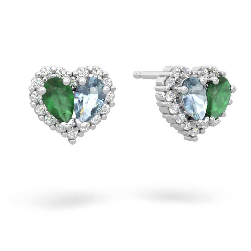 Emerald Halo 14K White Gold earrings E7008