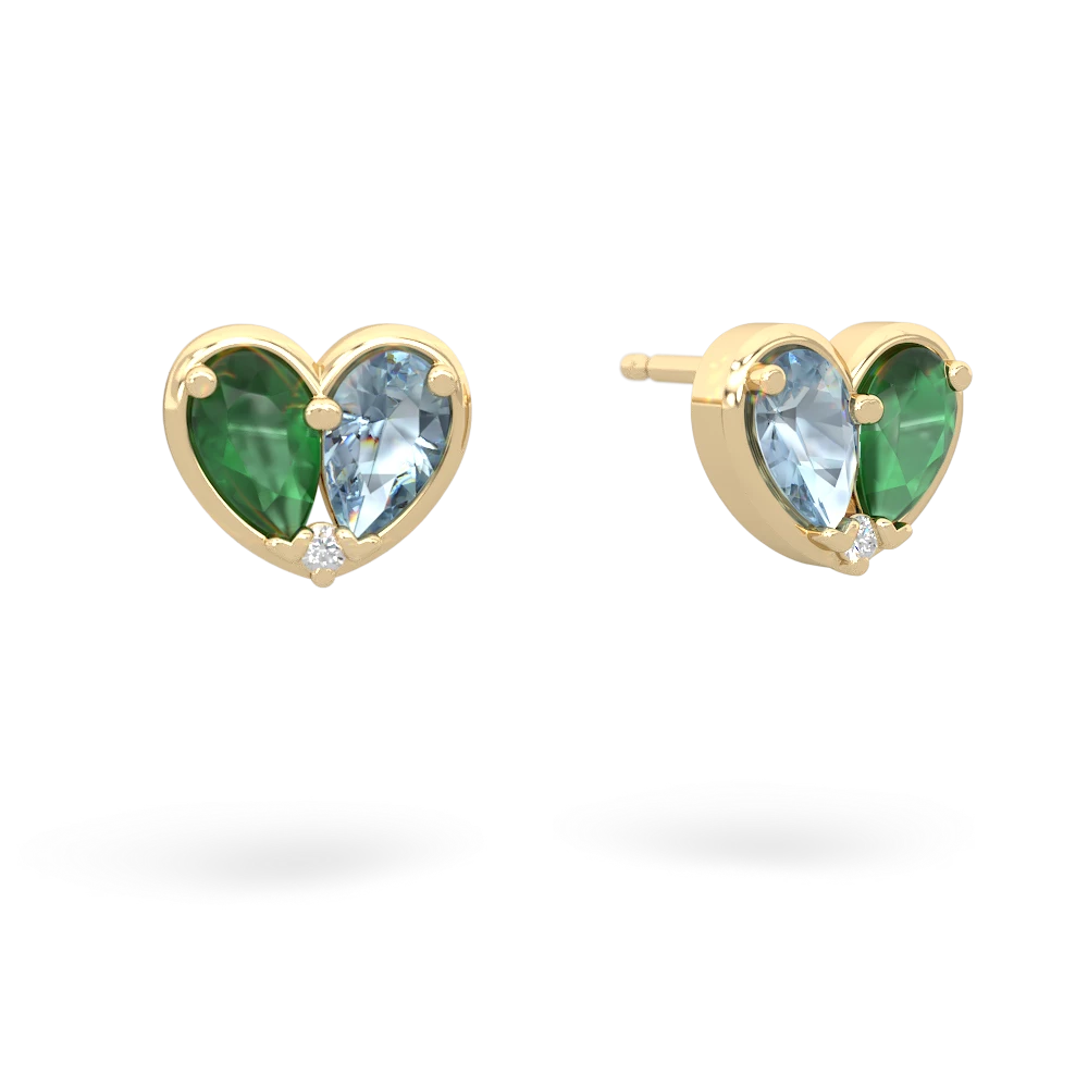 Emerald 'Our Heart' 14K Yellow Gold earrings E5072