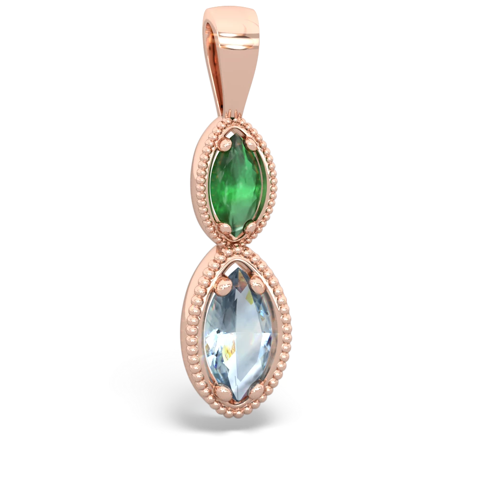 Emerald Antique-Style Halo 14K Rose Gold pendant P5700