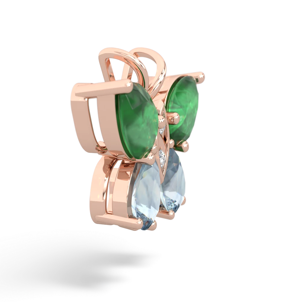 Emerald Butterfly 14K Rose Gold pendant P2215