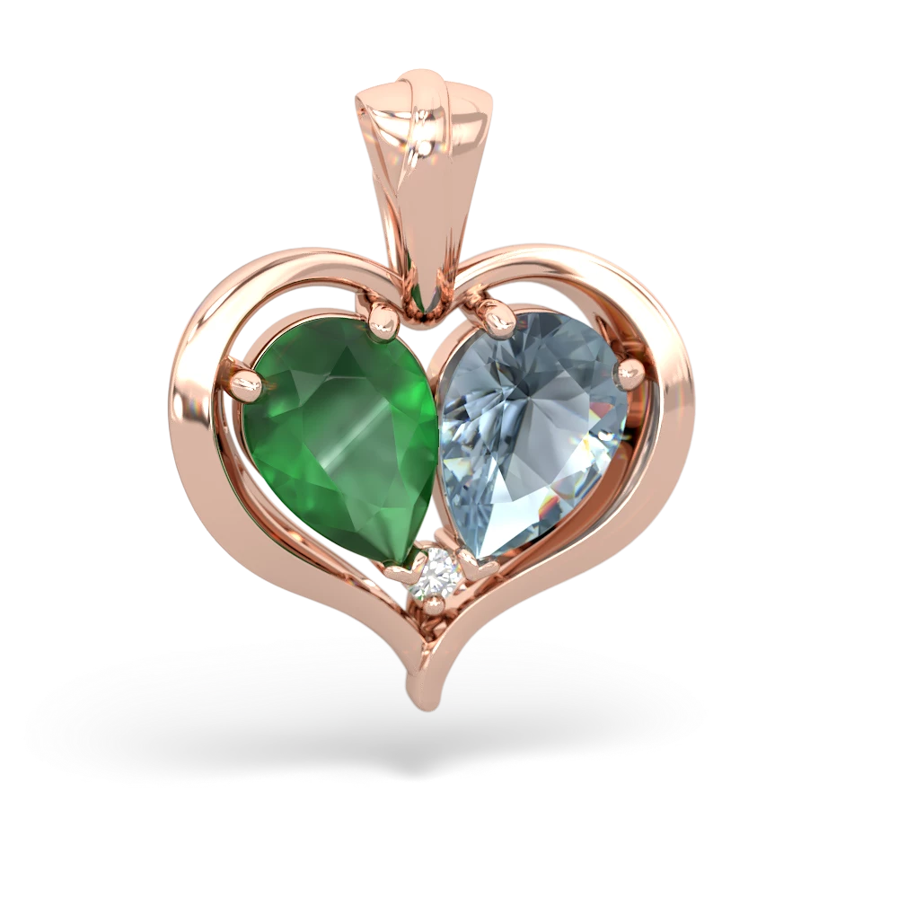 Emerald Two Become One 14K Rose Gold pendant P5330