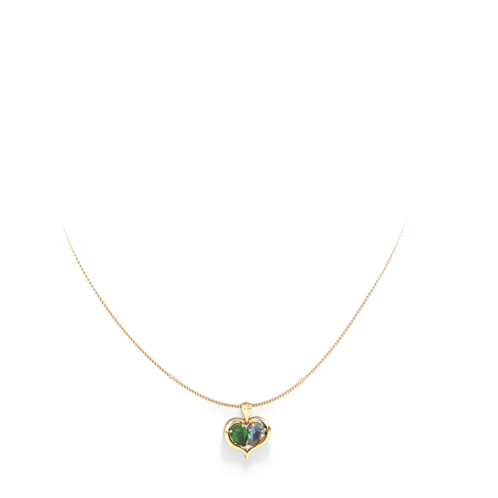 Emerald Two Become One 14K Yellow Gold pendant P5330