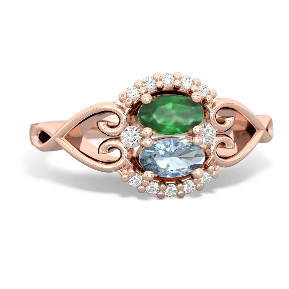 Emerald Love Nest 14K Rose Gold ring R5860