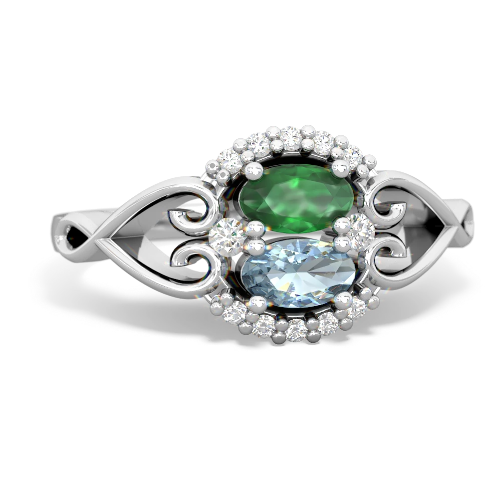 Emerald Love Nest 14K White Gold ring R5860