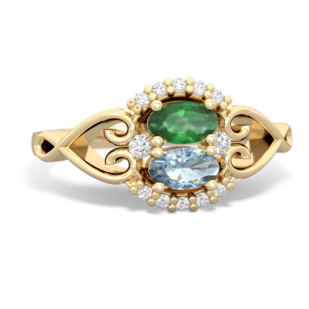 Emerald Love Nest 14K Yellow Gold ring R5860