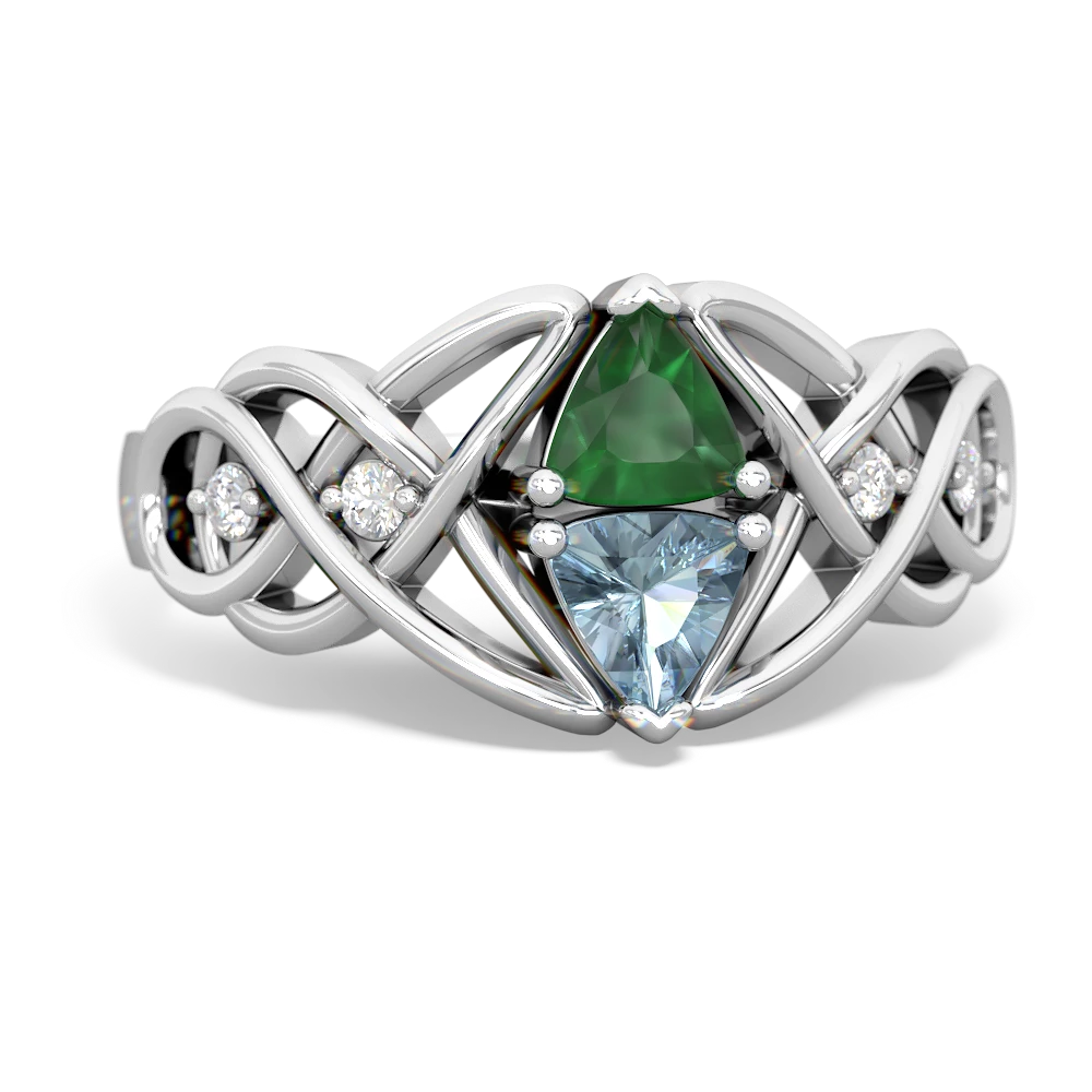 Emerald Keepsake Celtic Knot 14K White Gold ring R5300