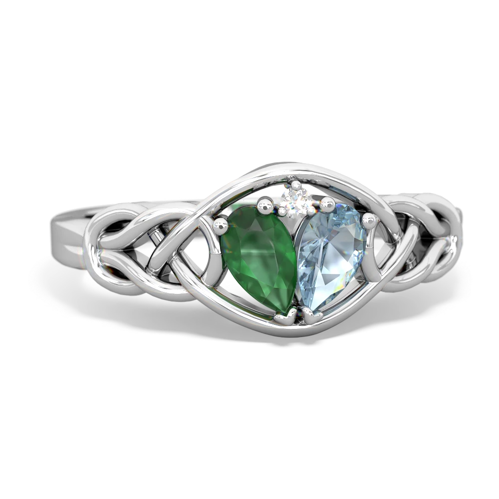 Emerald Celtic Love Knot 14K White Gold ring R5420