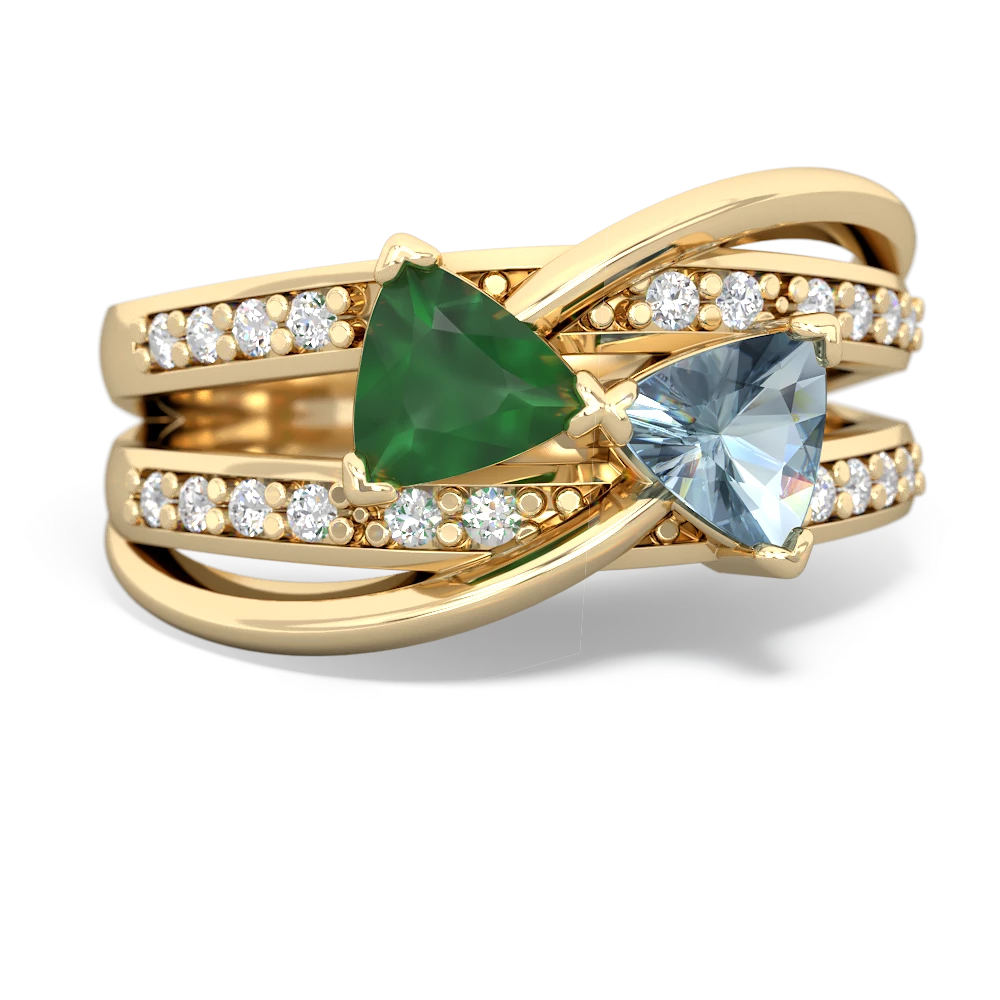 Emerald Bowtie 14K Yellow Gold ring R2360