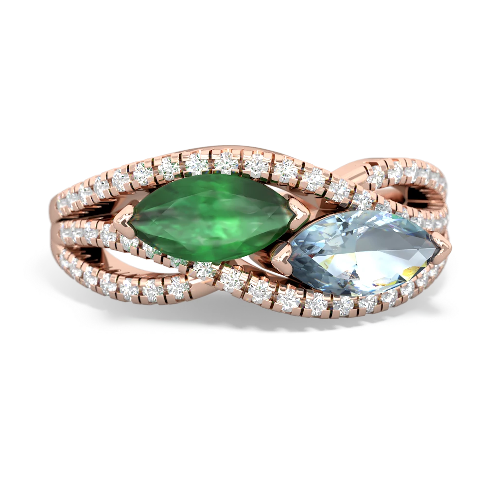 Emerald Diamond Rivers 14K Rose Gold ring R3070