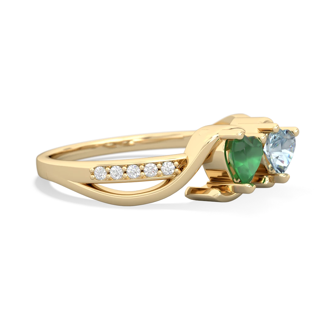 Emerald Side By Side 14K Yellow Gold ring R3090