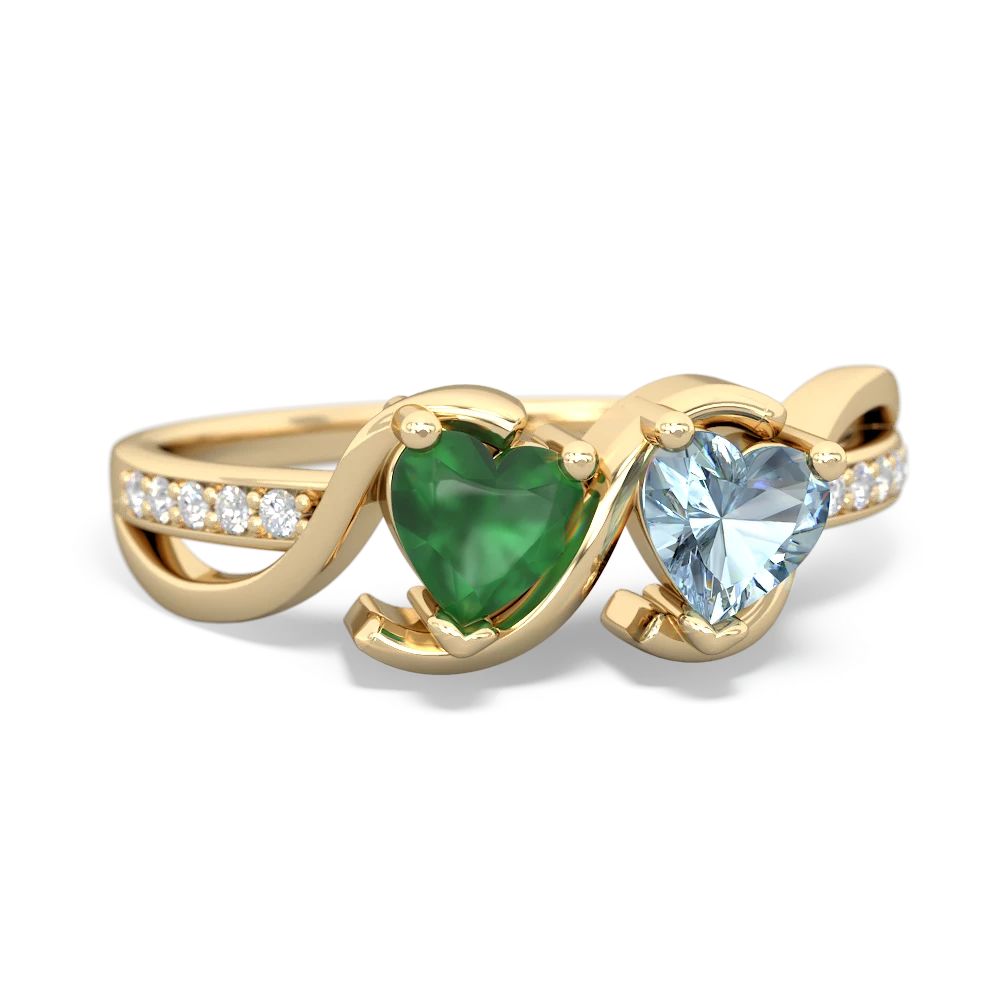 Emerald Side By Side 14K Yellow Gold ring R3090